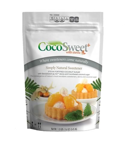 CocoSweet+, Coconut Palm Sugar with Stevia, Steviva (454g) - Click Image to Close